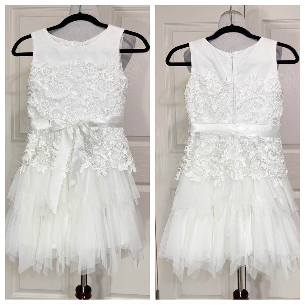 Chantilly Place white lace and tulle dress